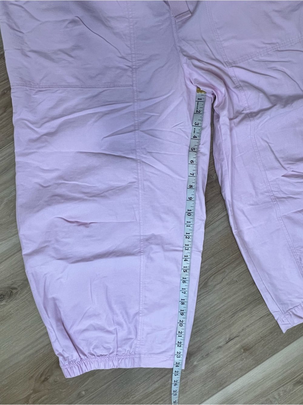 Free People Movement Light Pink Elastic Waist Capri Pants Size XL - Picture 10 of 11